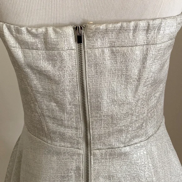 NWT EXPRESS Metallic Silver A-Line Strapless Party Dress Size 6 - Picture 6 of 12